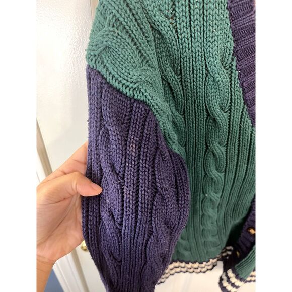 Vintage Gap Color Block Cable Knit Button Down Cardigan Size Medium - Picture 4 of 5